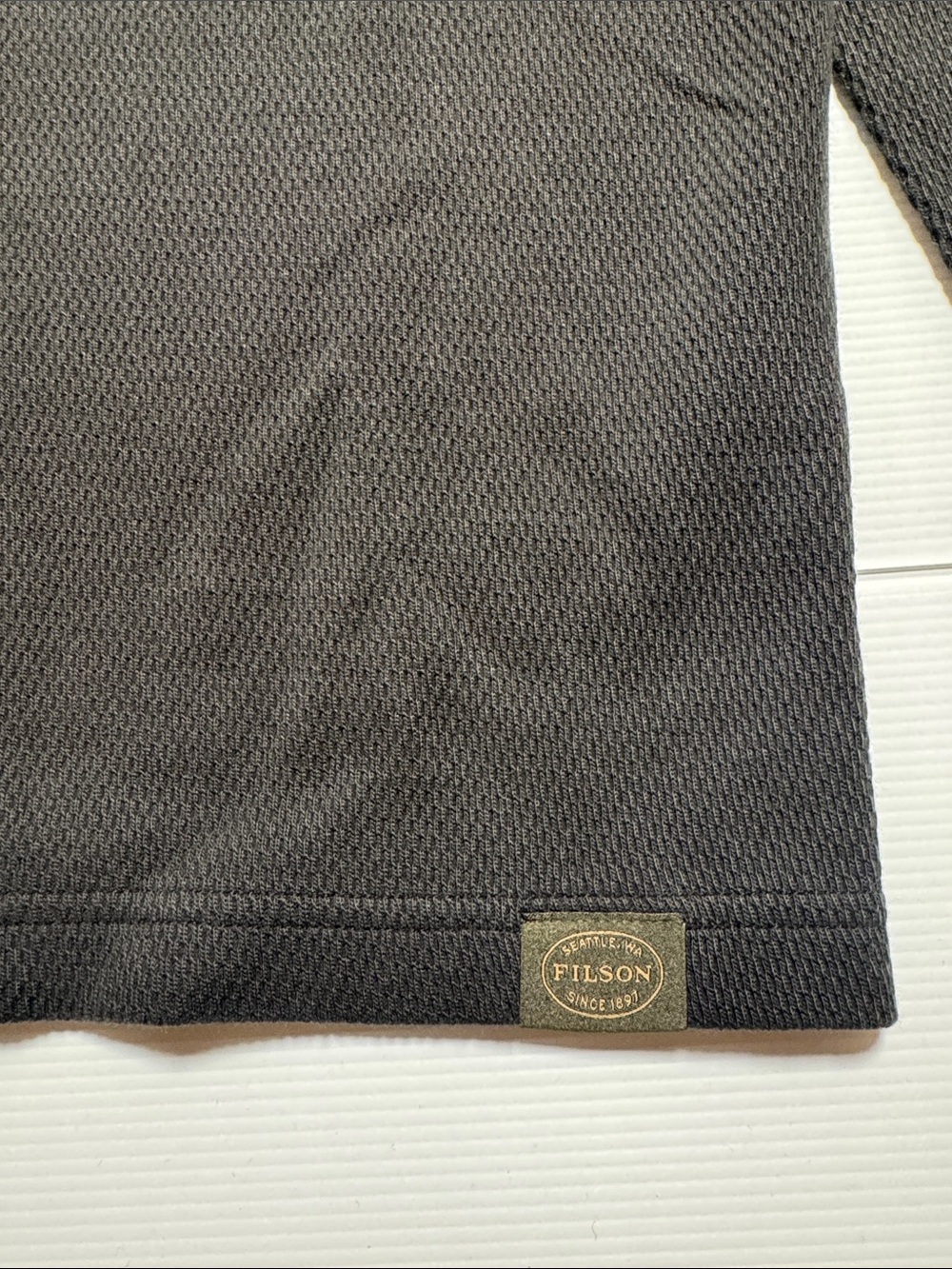 FILSON Waffle Knit Thermal Crewneck Men's Long Sleeve Shirt Black Made in Peru S - Picture 3 of 9